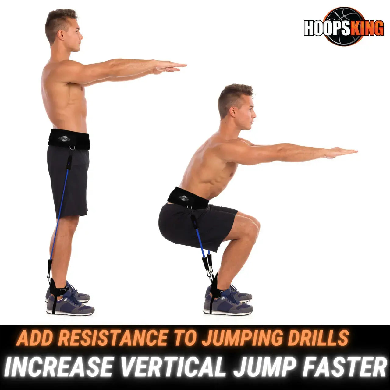 Hoopsking Vertical Jump Trainer with Resistance Bands – Comprehensive Waist and Heel Training System
