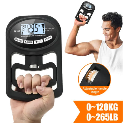 Digital Hand Dynamometer Grip Strength Tester - 265 lbs / 120 kg Capacity with USB and LCD Screen for Power Training and Sports Performance