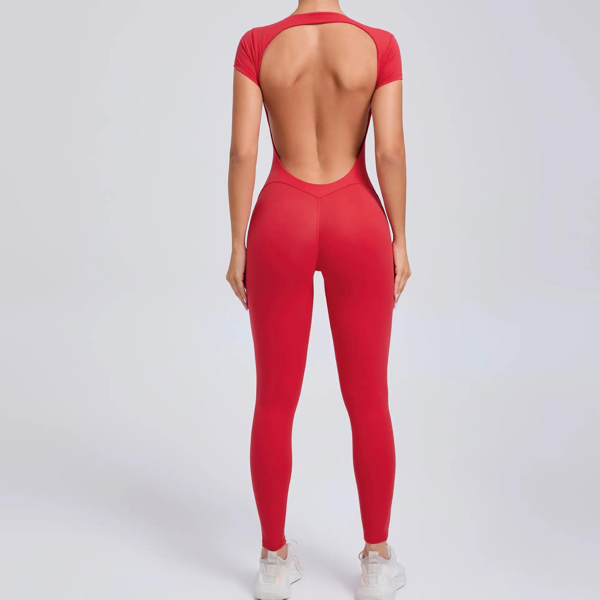 Tight Quick-Drying Yoga Bodysuit One Yoga Clothes Short Sleeve Backless Hip Lifting Sport Workout Clothes Sets Women Apparel