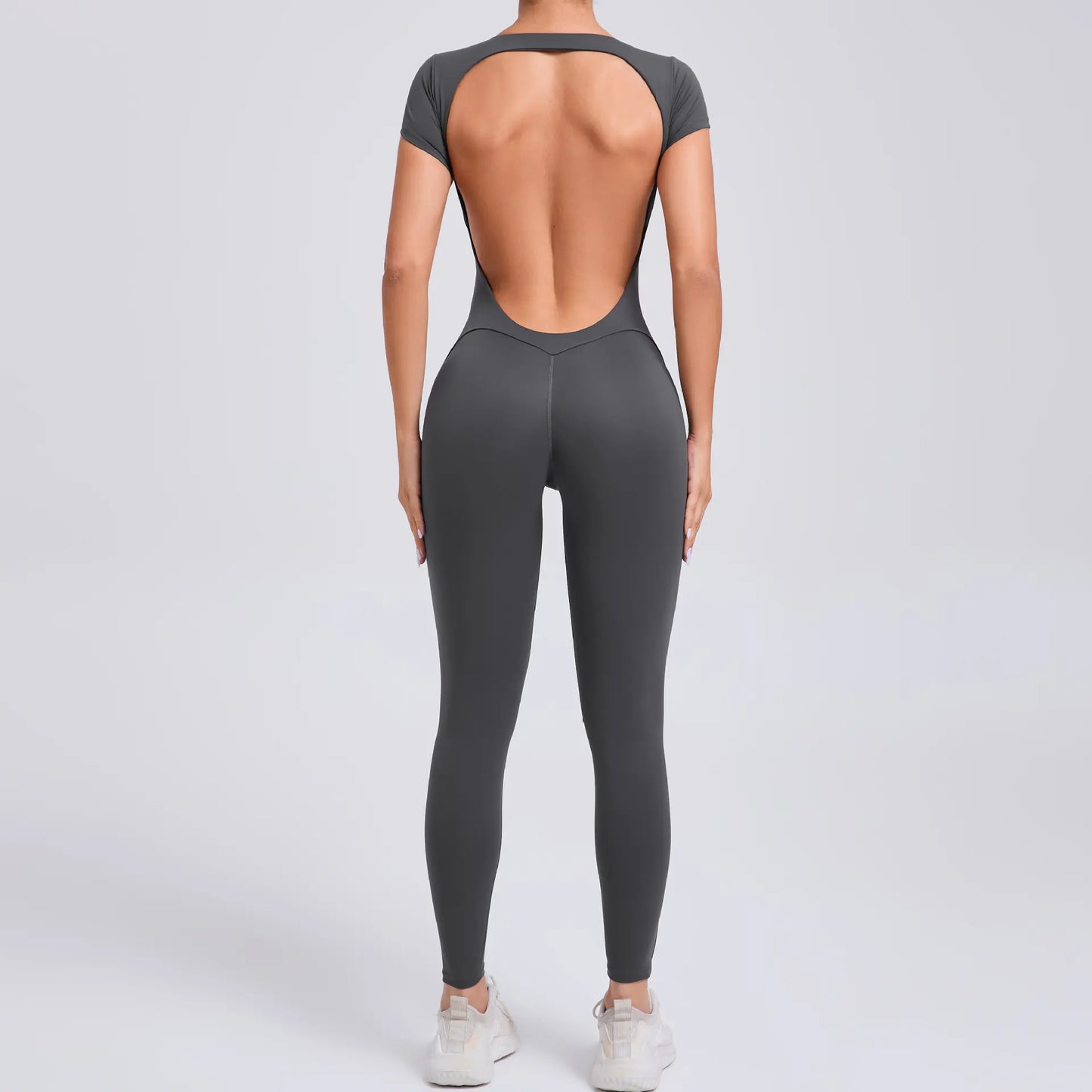 Tight Quick-Drying Yoga Bodysuit One Yoga Clothes Short Sleeve Backless Hip Lifting Sport Workout Clothes Sets Women Apparel