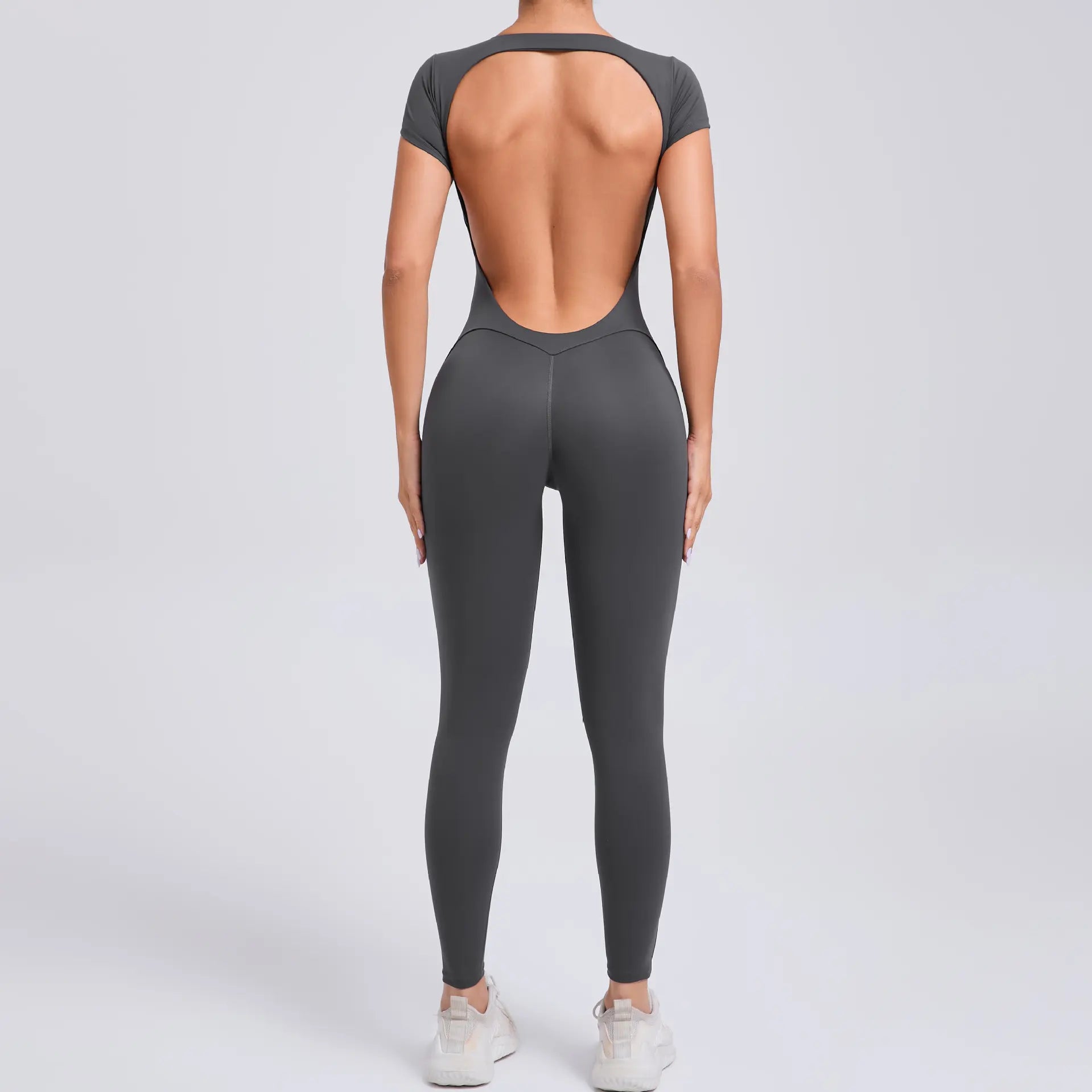 Tight Quick-Drying Yoga Bodysuit One Yoga Clothes Short Sleeve Backless Hip Lifting Sport Workout Clothes Sets Women Apparel