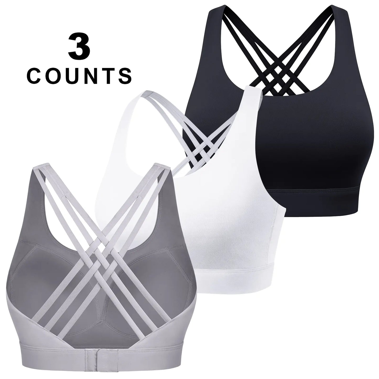 Women'S High Impact Sports Bras with Sewn-In Pads,4 Row Adjustable Hook-Eye Closure,Soft and Comfortable Non-Removable Molded Cups,Crisscross Strappy Workout Tops for Yoga Running Tiktokshopspringglowup