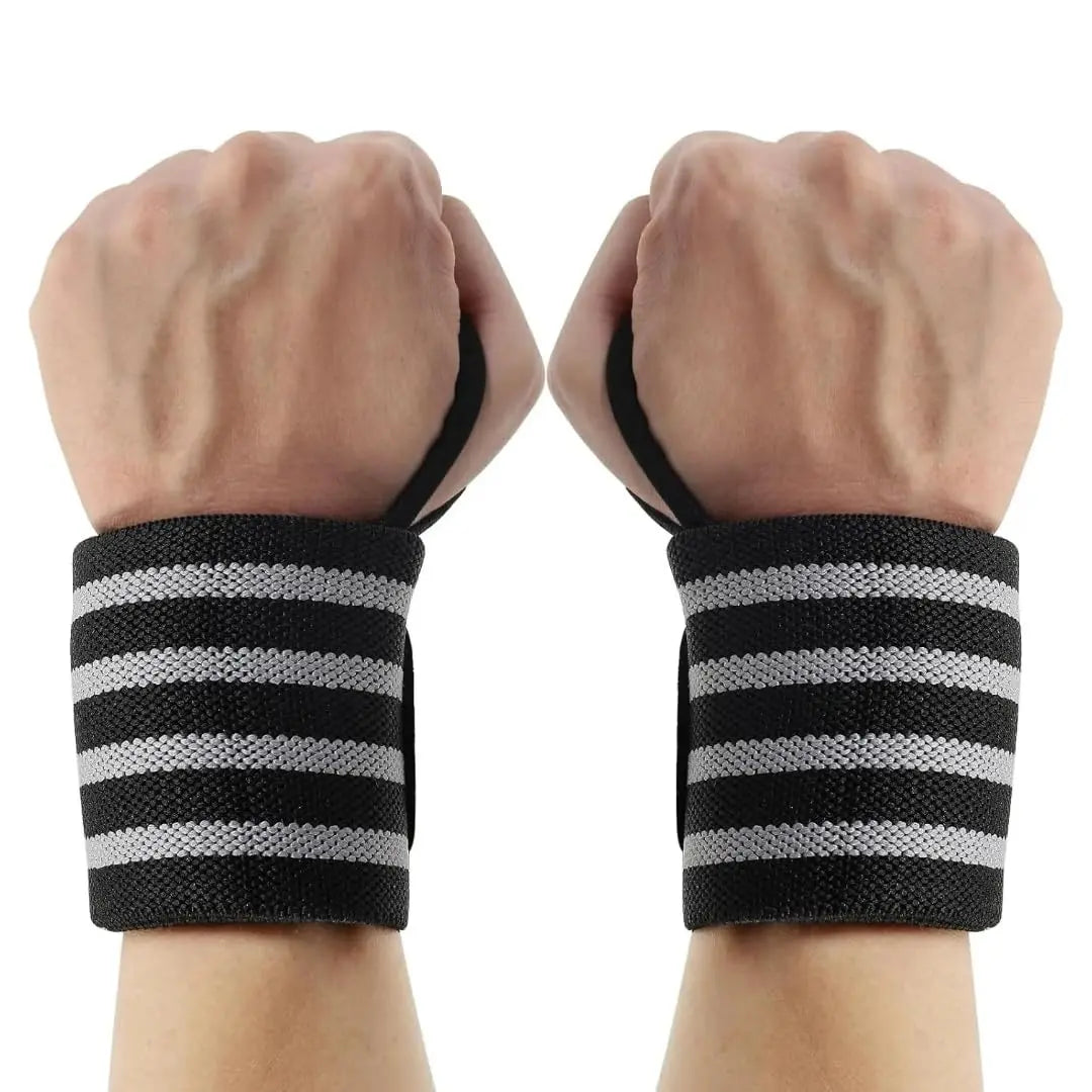 Wrist Wraps for Weightlifting Gym Bodybuilding Workout, 13" Red and Black with 4 Stripes, Adjustable Long Velcro, Wrist Band for Men and Women