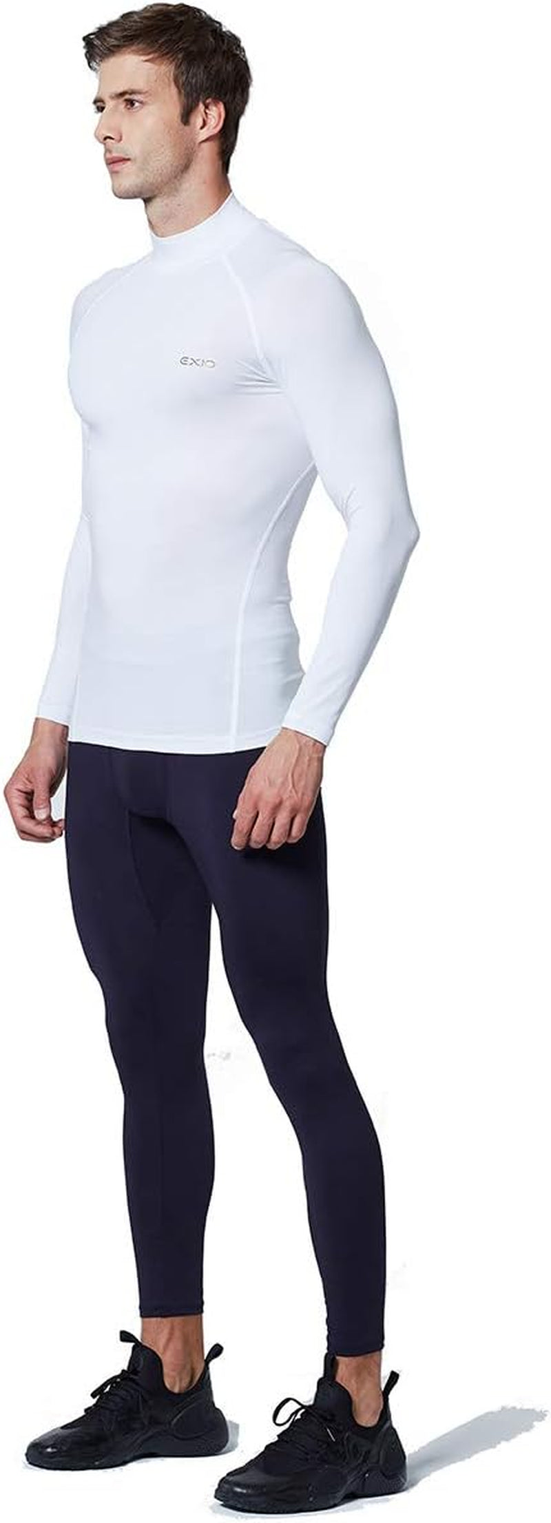 EXIO Mens Mock Compression Baselayer Top Cool Dry Long-Sleeve Shirt EX-T02