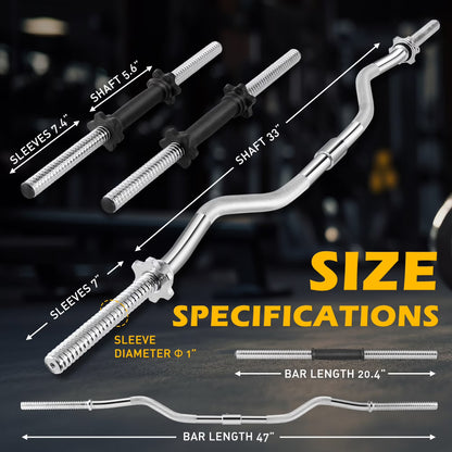 66LB 2 in 1 Adjustable Dumbbell Set with Connecting Rod, Lifting Dumbbells Plate Used as Barbell for Whole Body Workouts, Black