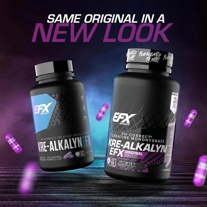EFX Sports Kre-Alkalyn EFX | Ph Correct Creatine Monohydrate Pill Supplement | Strength, Muscle Growth & Performance | 60 Servings, 120 Capsules
