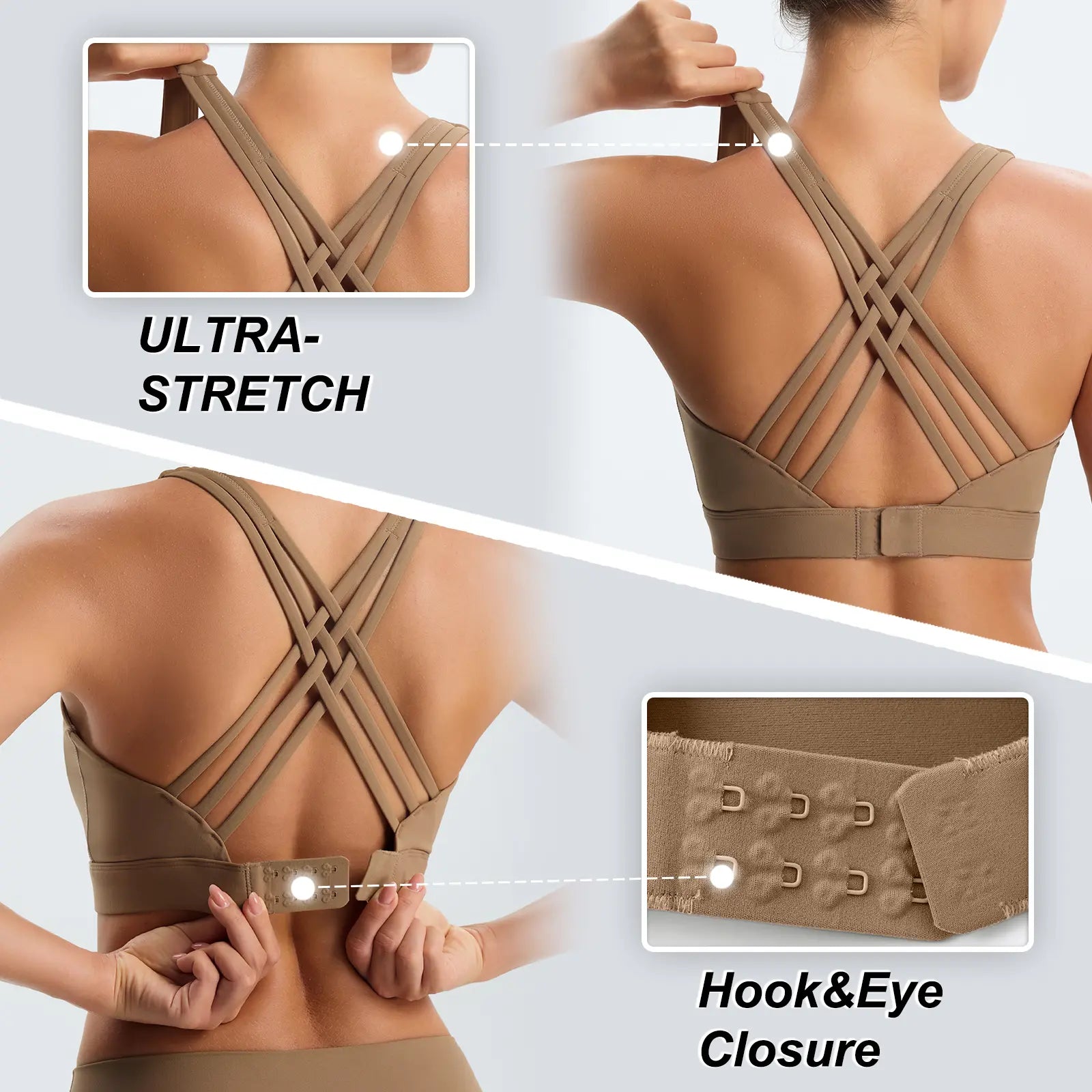 Women'S High Impact Sports Bras with Sewn-In Pads,4 Row Adjustable Hook-Eye Closure,Soft and Comfortable Non-Removable Molded Cups,Crisscross Strappy Workout Tops for Yoga Running Tiktokshopspringglowup