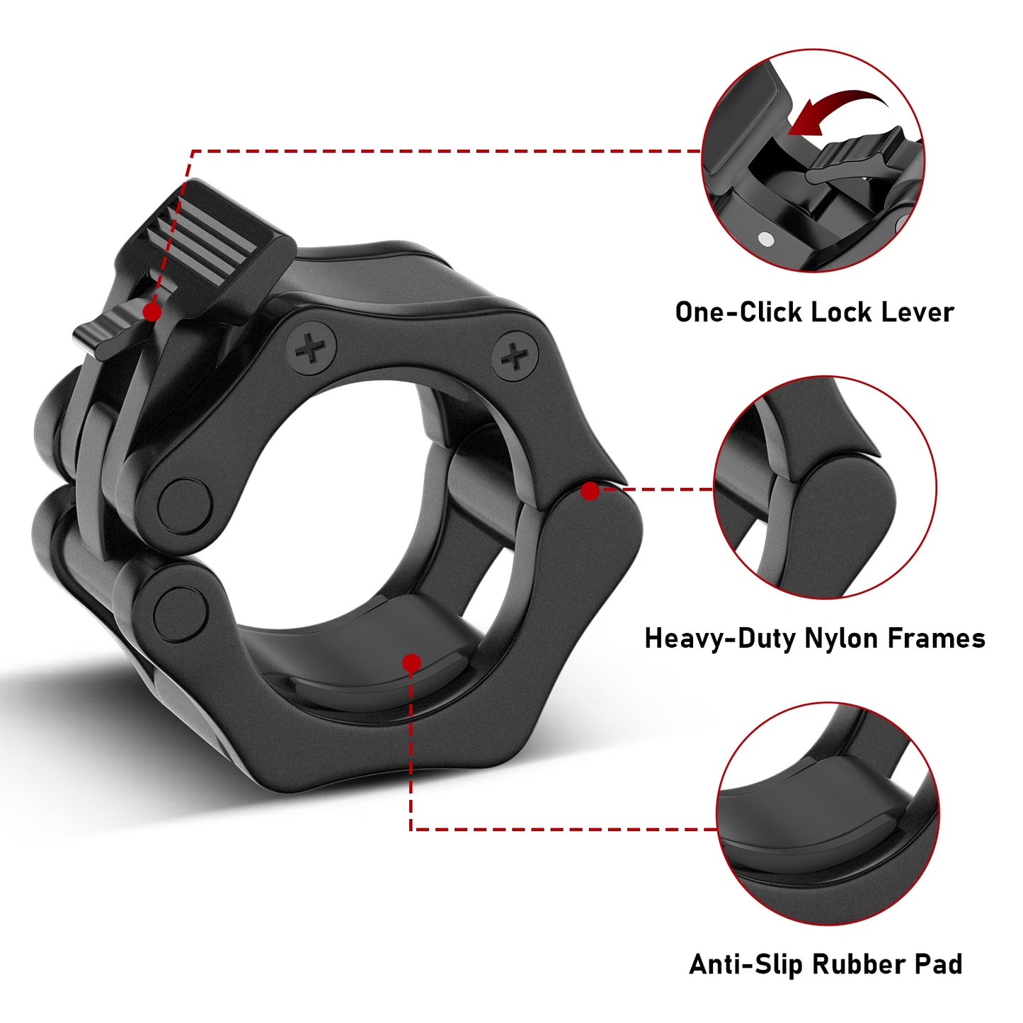 Barbell Collar Barbell Clamps 2 Inch Barbell Clips 2Pcs Quick Release for Weightlifting Bar