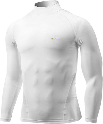 EXIO Mens Mock Compression Baselayer Top Cool Dry Long-Sleeve Shirt EX-T02