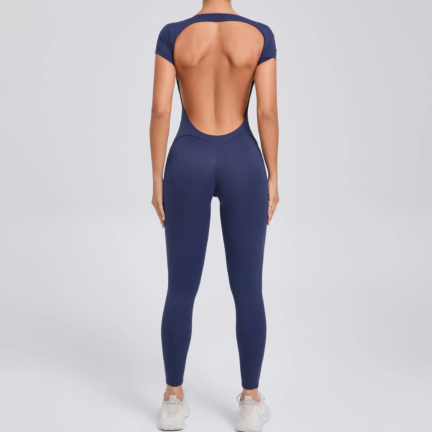 Tight Quick-Drying Yoga Bodysuit One Yoga Clothes Short Sleeve Backless Hip Lifting Sport Workout Clothes Sets Women Apparel