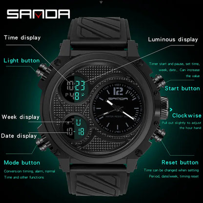 Men's Waterproof Digital Sports Watch with Luminous Dial, Alarm, and Date Display - Stylish Square Smartwatch for Outdoor Activities and Fashionable Occasions