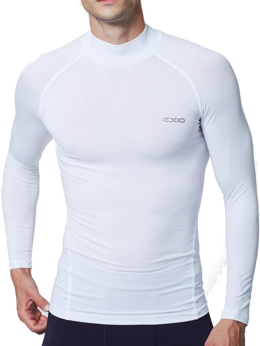 EXIO Mens Mock Compression Baselayer Top Cool Dry Long-Sleeve Shirt EX-T02