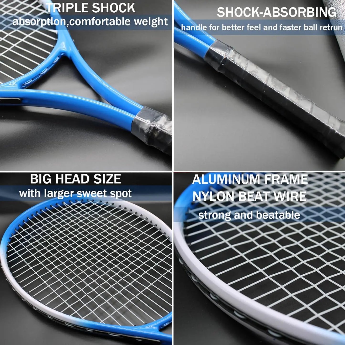 Magicorange Tennis Racket Set for Adults - Includes 2 Racquets, 4 Tennis Balls, 3 Overgrips, and 1 Carry Bag - Ideal for Beginners and Professionals