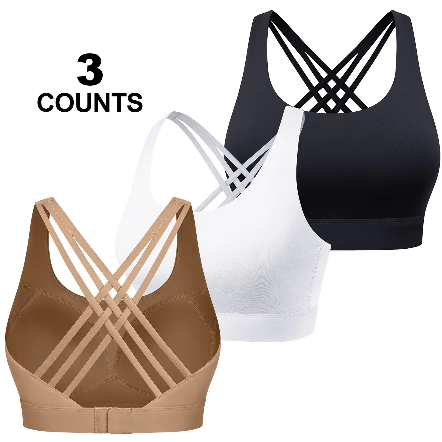 Women'S High Impact Sports Bras with Sewn-In Pads,4 Row Adjustable Hook-Eye Closure,Soft and Comfortable Non-Removable Molded Cups,Crisscross Strappy Workout Tops for Yoga Running Tiktokshopspringglowup
