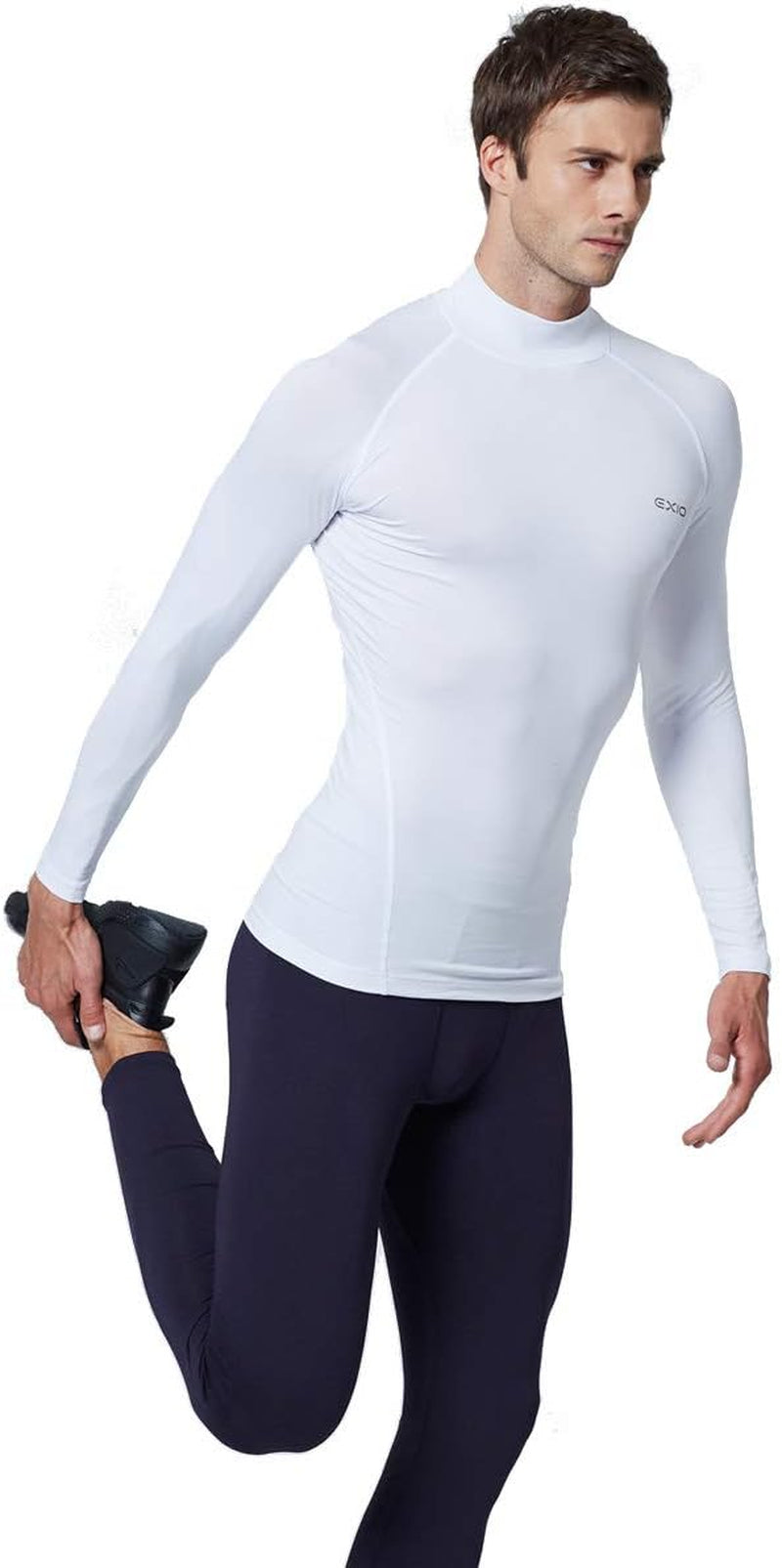 EXIO Mens Mock Compression Baselayer Top Cool Dry Long-Sleeve Shirt EX-T02