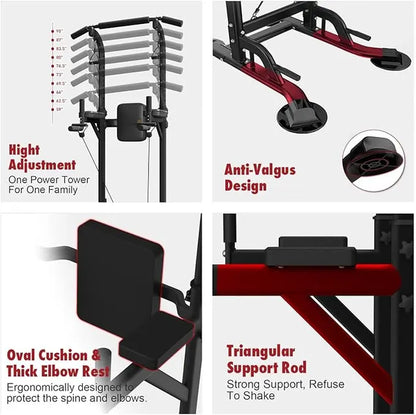 Power Tower Multifunctional Fitness Station for Home Gym Strength Training and Workouts