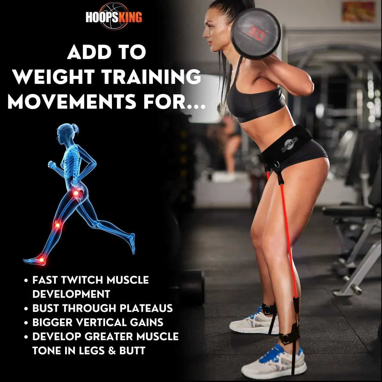 Hoopsking Vertical Jump Trainer with Resistance Bands – Comprehensive Waist and Heel Training System