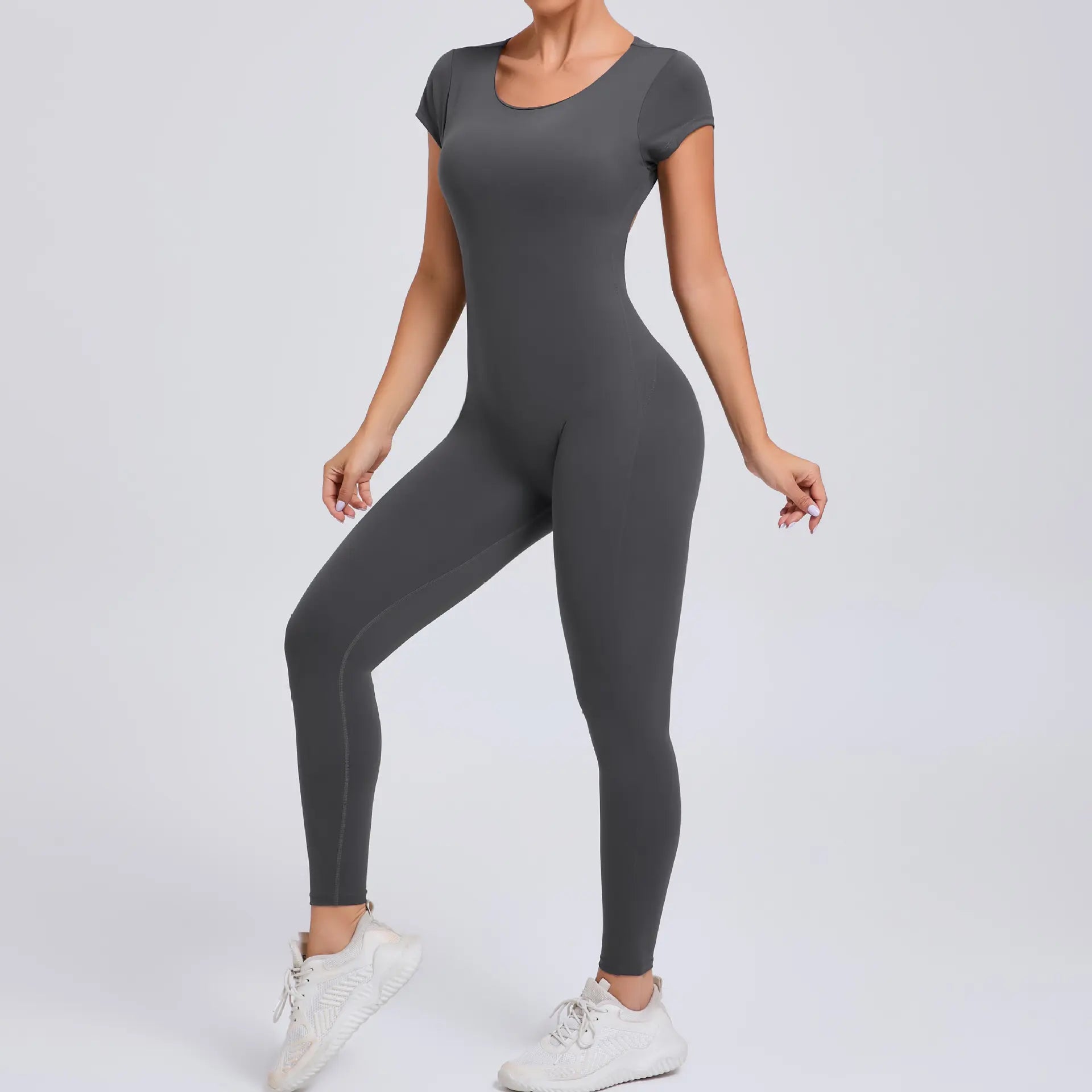 Tight Quick-Drying Yoga Bodysuit One Yoga Clothes Short Sleeve Backless Hip Lifting Sport Workout Clothes Sets Women Apparel