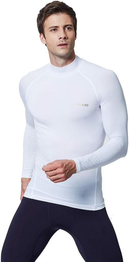 EXIO Mens Mock Compression Baselayer Top Cool Dry Long-Sleeve Shirt EX-T02