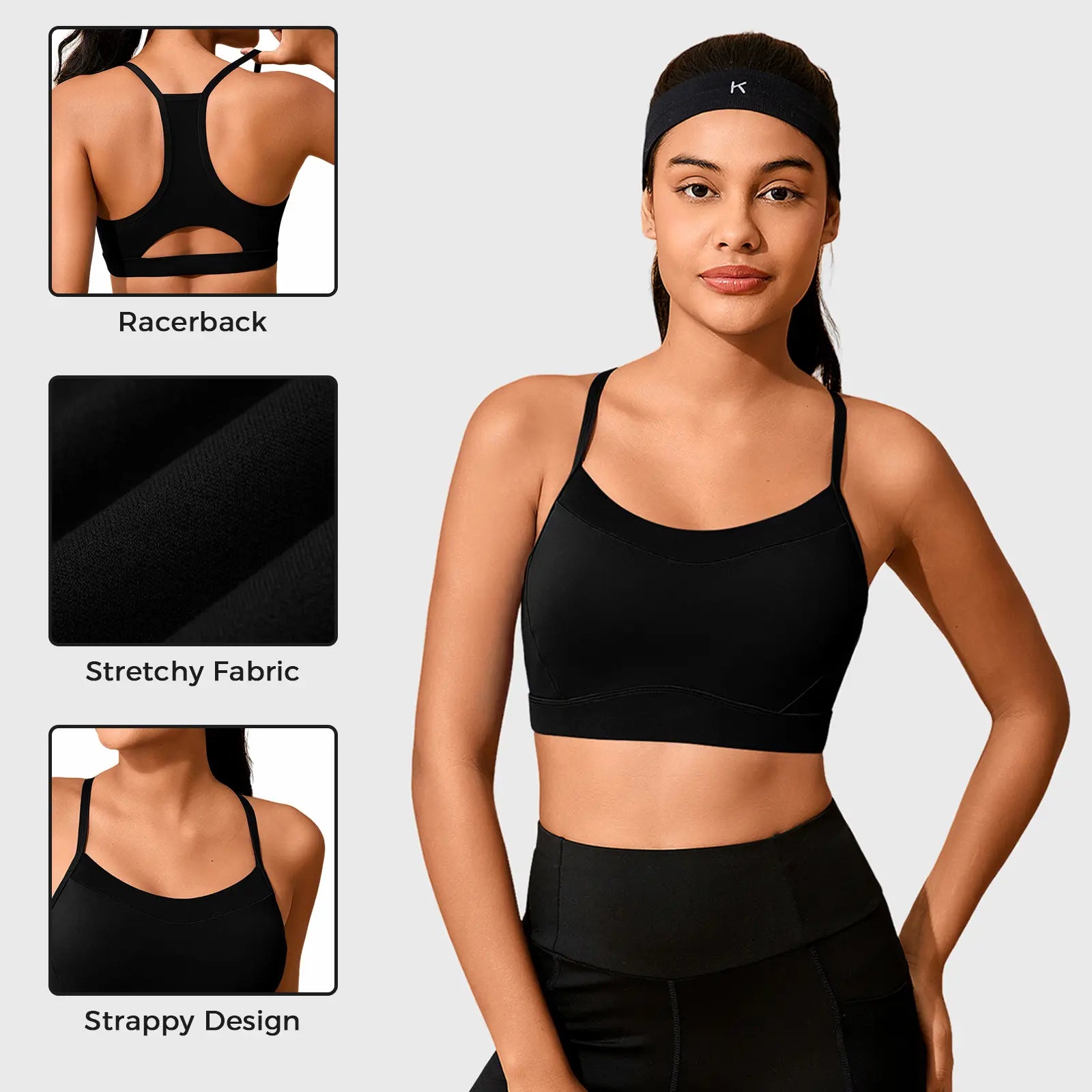 Aoysky Womens Buttery Soft Sports Bra Racer Back Padded Workout Wireless Yoga Gym Crop Tops with Built in Bras