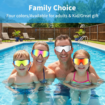 Outly Swim Goggles with Earplugs - 2 Pack for Adults and Children (Ages 4-12) - Anti-Fog, UV Protection, Leak-Resistant, 180° Wide View Pool Goggles
