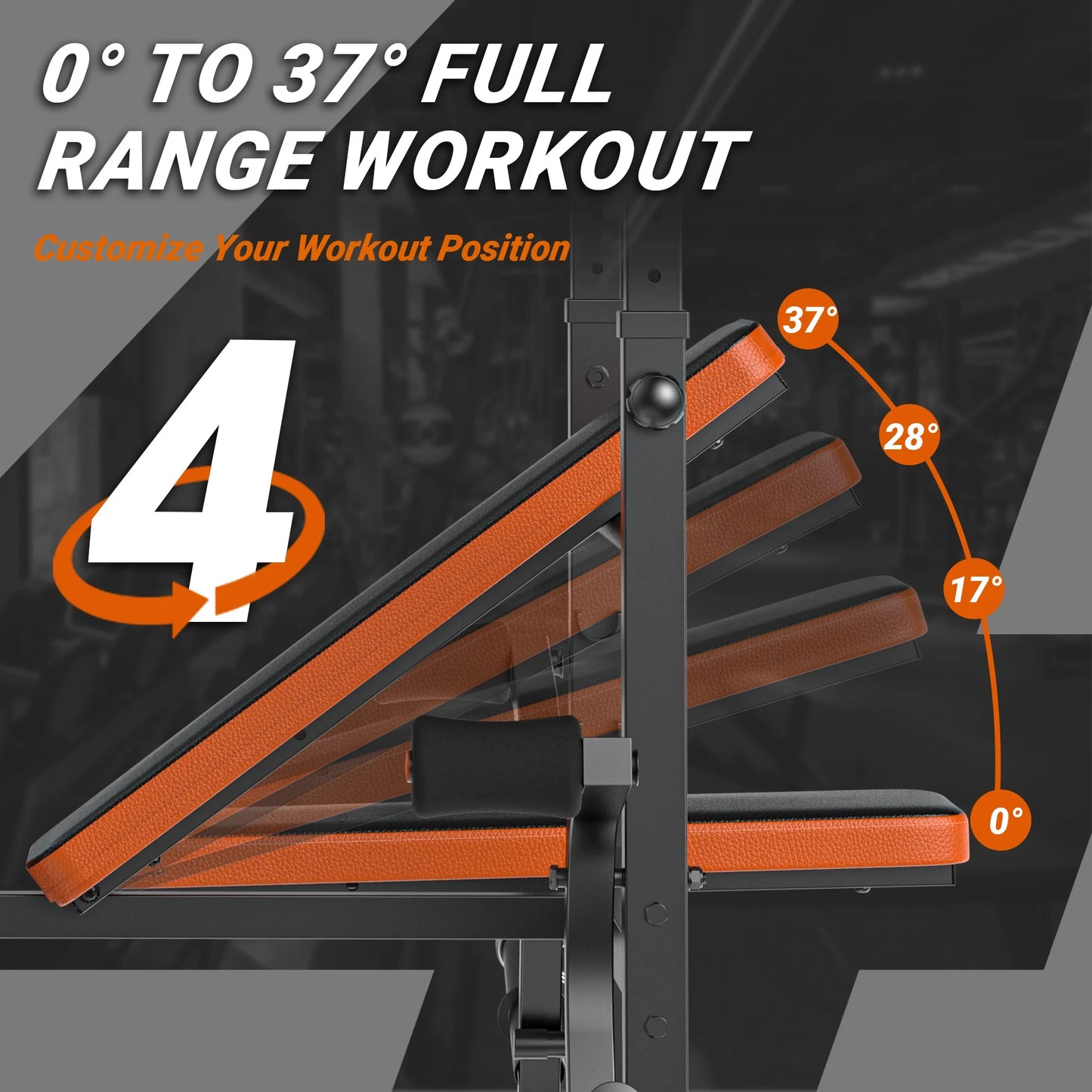 6-In-1 Multi-Purpose Adjustable Weight Bench Workout Bench Set with Barbel Rack and Leg Developer for Home Gym Full Body Training(Excluding Barbell and Weight Plate)