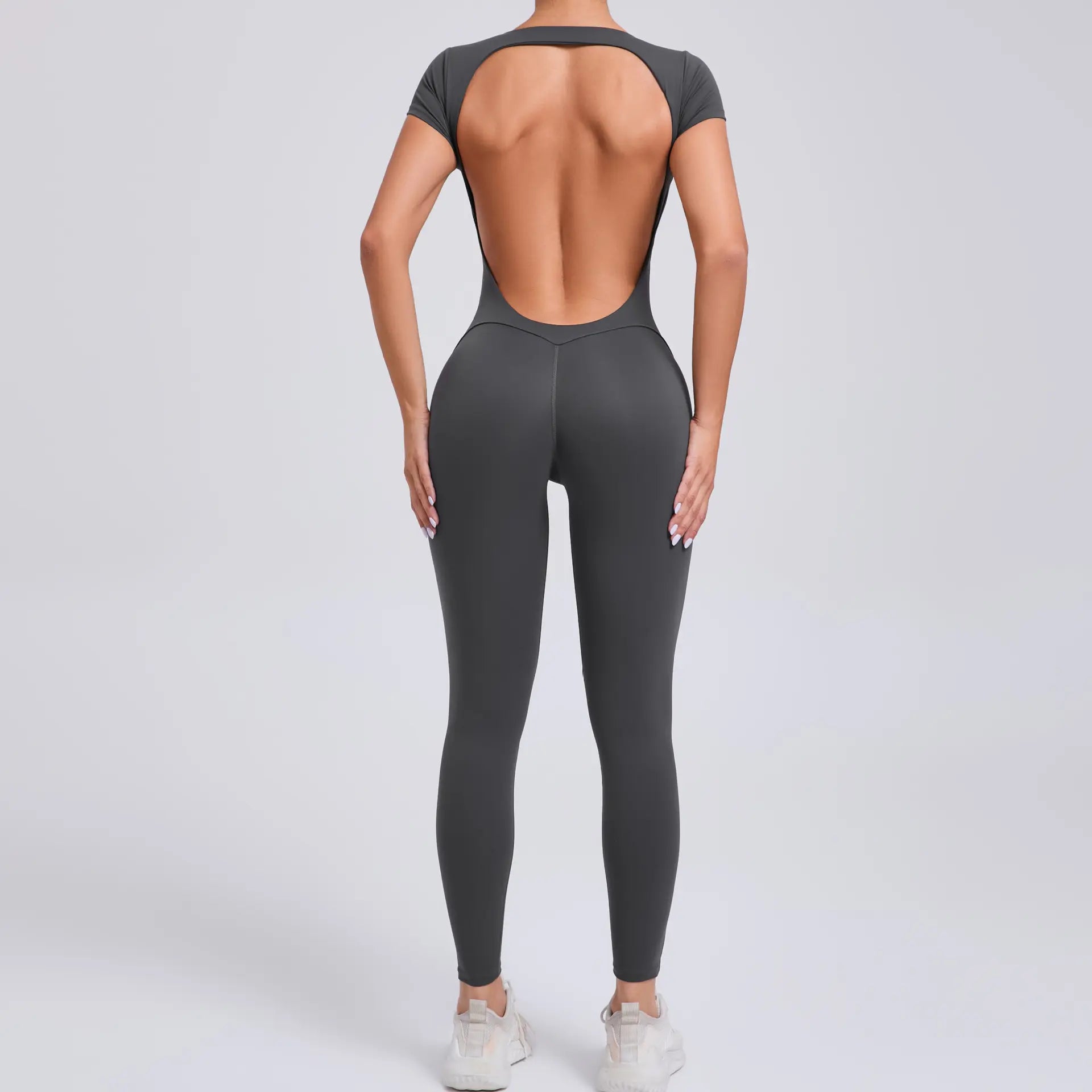 Tight Quick-Drying Yoga Bodysuit One Yoga Clothes Short Sleeve Backless Hip Lifting Sport Workout Clothes Sets Women Apparel