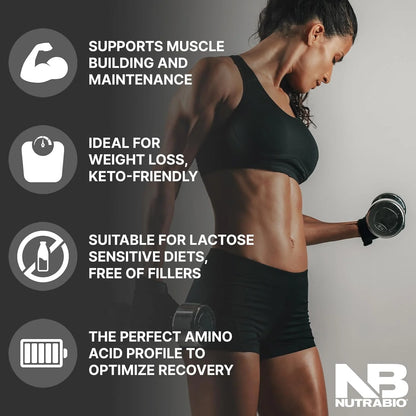 Nutrabio 100% Whey Protein Isolate Protein Powder, 25G Protein with Complete Amino Acid Profile, Non-Gmo, Soy & Gluten Free, Low Carb, Low Calorie Whey Protein Powder, Raw Unflavored, 5 Lbs